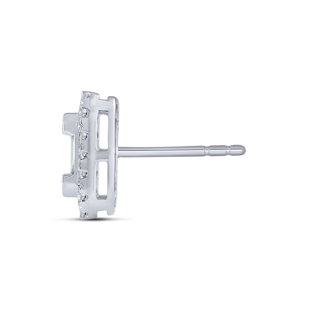 10K White Gold 0.75 Ctw Lab-Grown Diamond Baguette Stud Earrings
