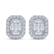 10K White Gold 0.75 Ctw Lab-Grown Diamond Baguette Stud Earrings