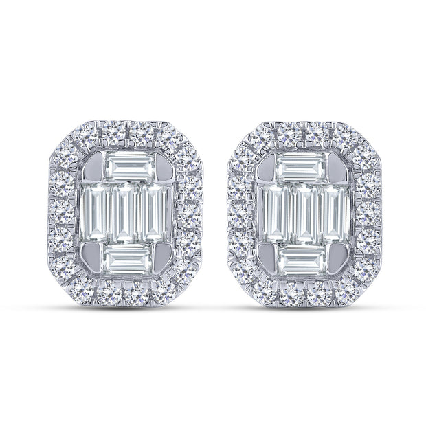 10K White Gold 0.75 Ctw Lab-Grown Diamond Baguette Stud Earrings