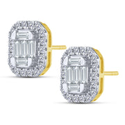 10K Yellow Gold 0.75 Ctw Lab-Grown Diamond Baguette Stud Earrings