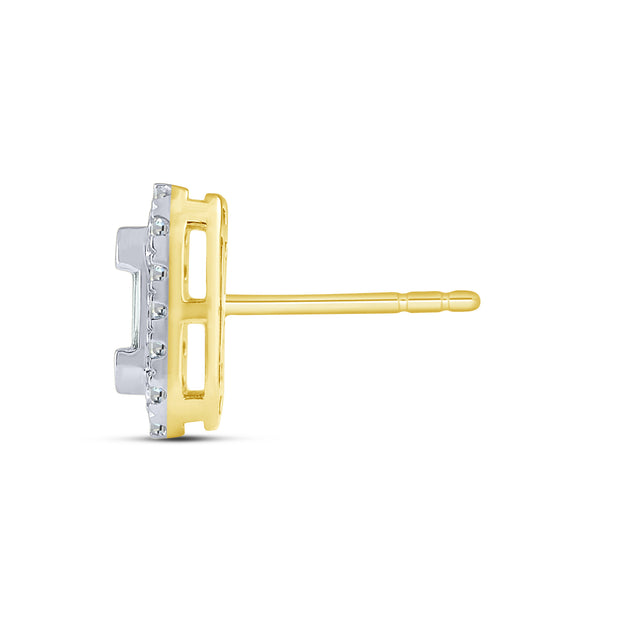 10K Yellow Gold 0.75 Ctw Lab-Grown Diamond Baguette Stud Earrings