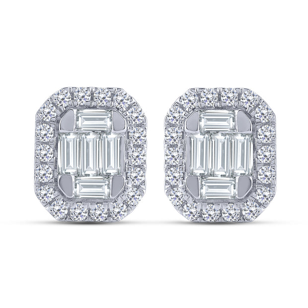 10K Yellow Gold 0.75 Ctw Lab-Grown Diamond Baguette Stud Earrings