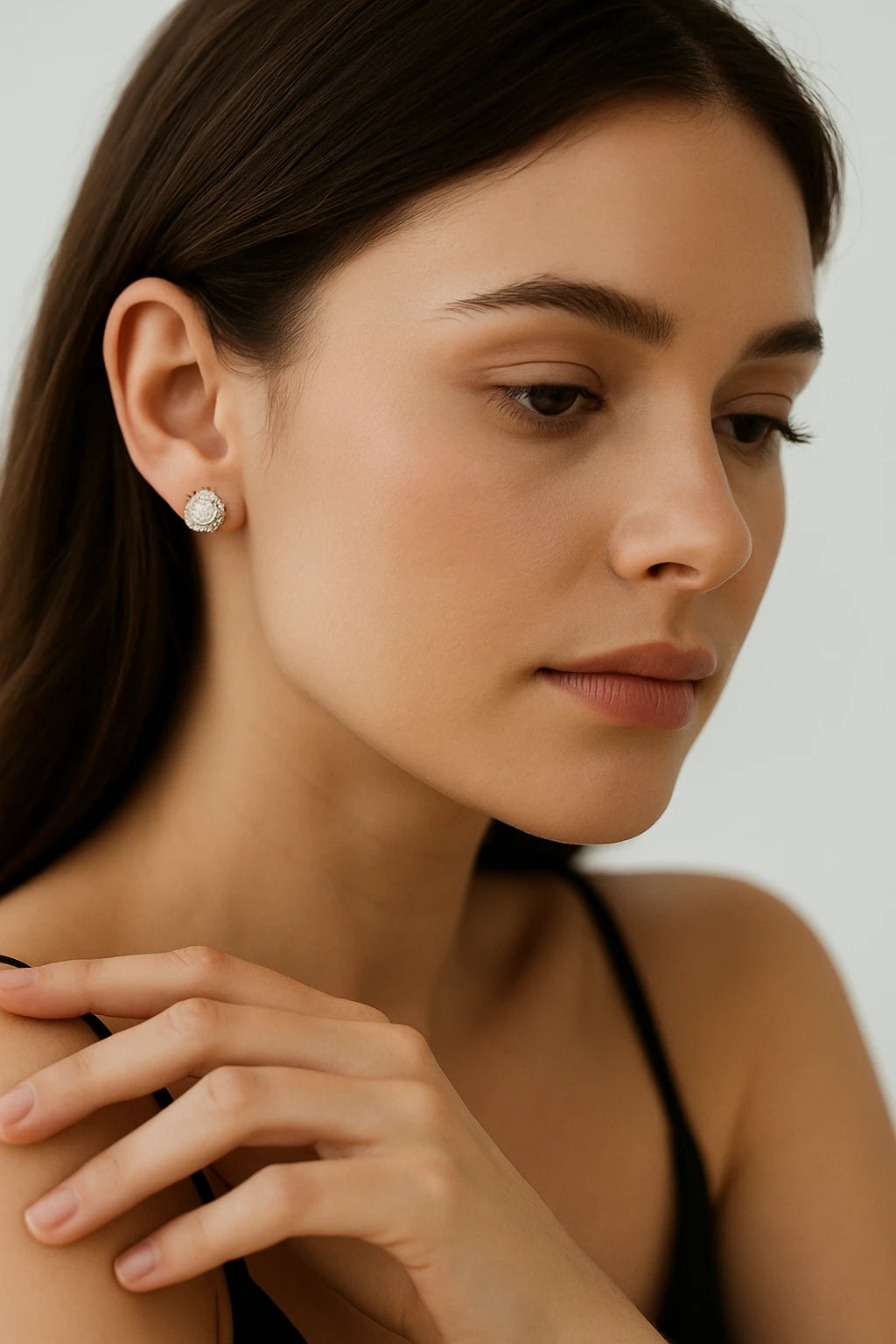 14K White Gold Lab-Grown 0.75 ctw Round Diamond Earrings