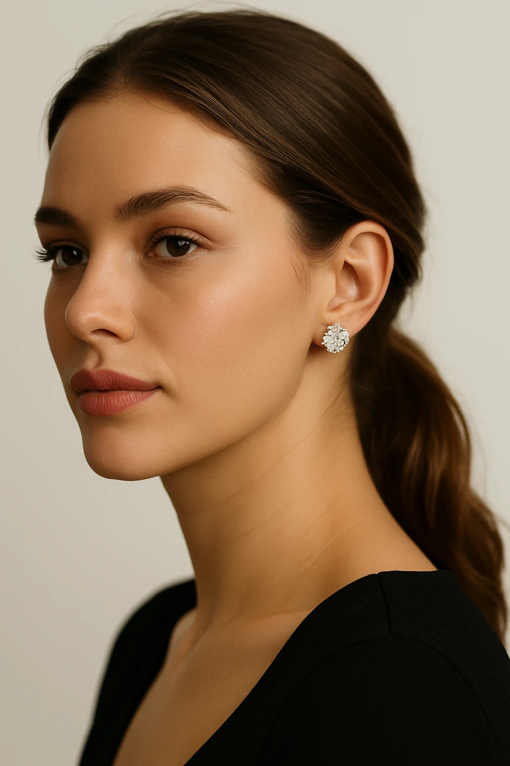 14K White Gold 1 ctw Lab-Grown Round Diamond Earrings
