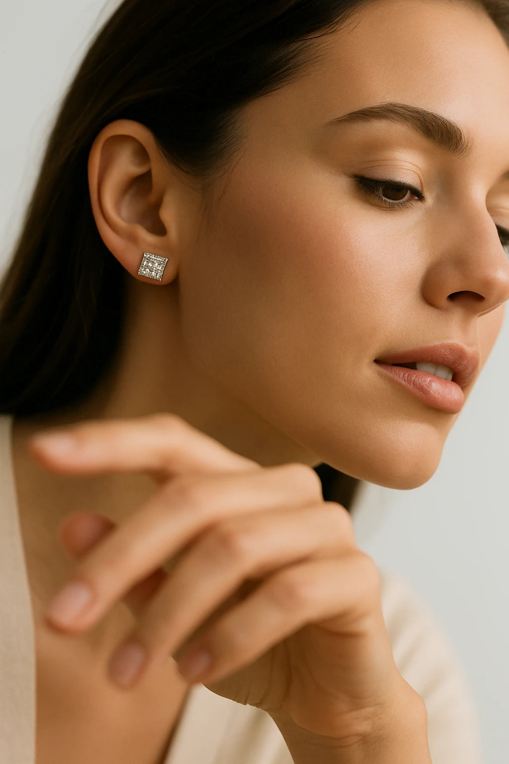 14K White Gold 1.00 ctw Lab-Grown Diamond Princess Stud Earrings