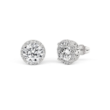 14K White Gold 2.59 ctw Lab-Grown Diamond Round Stud Earrings