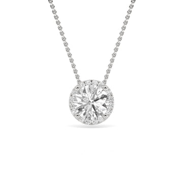 14K White Gold 1.89 ctw Lab-Grown Diamond Round Pendant