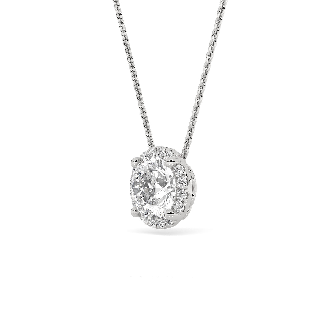 14K White Gold 1.89 ctw Lab-Grown Diamond Round Pendant