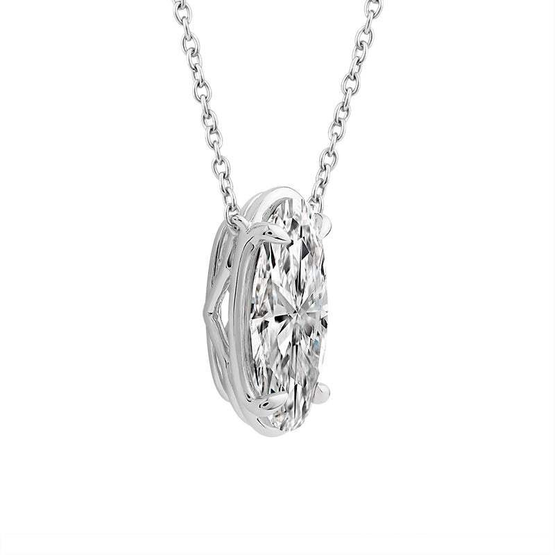 14K White Gold Oval Lab-Grown Diamond Fashion Pendant – 1.56 CTW - product