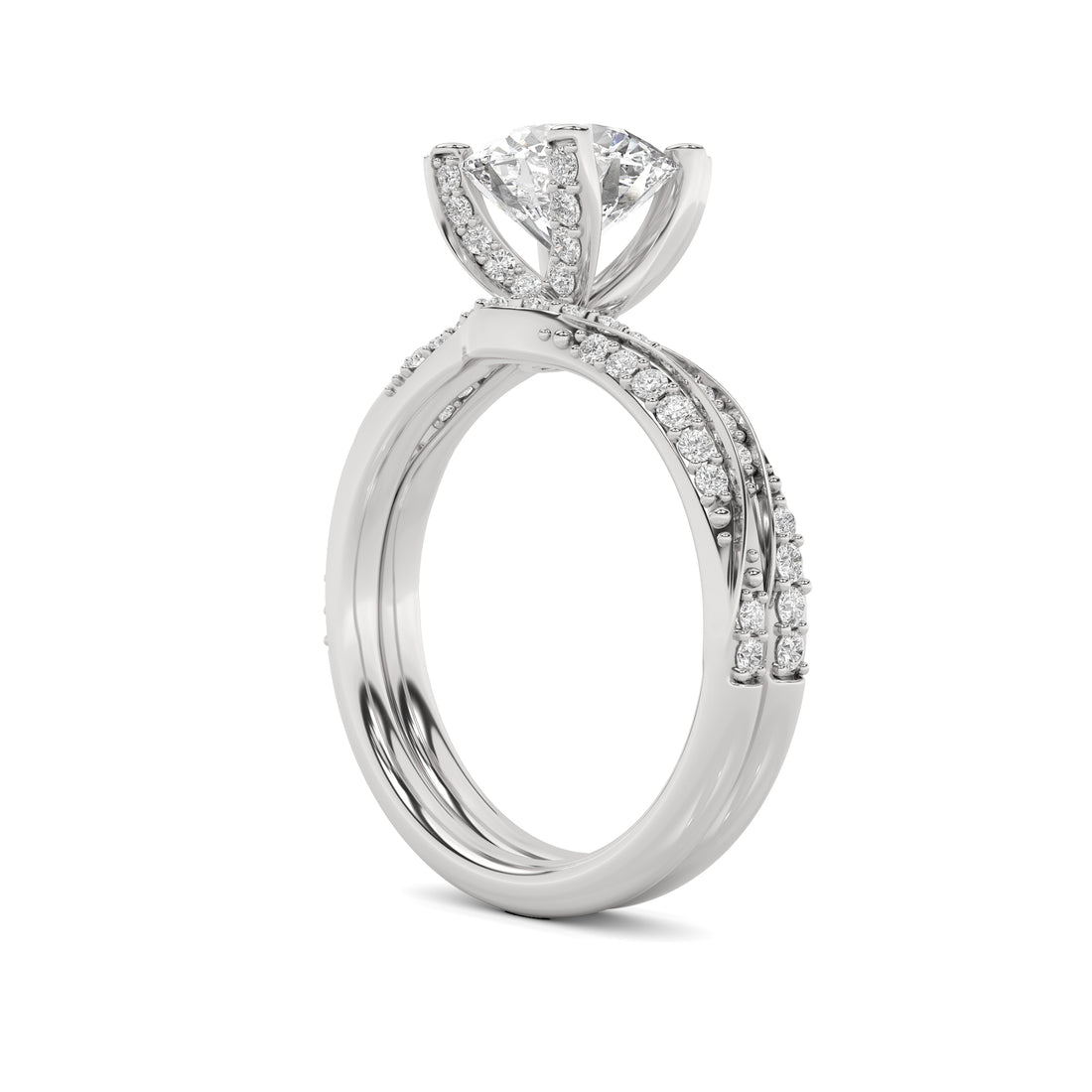 14K White Gold 2.22 ctw Lab-Grown Diamond Round Bridal Set
