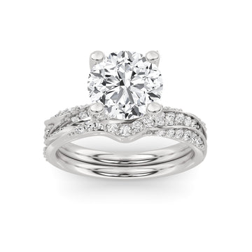 14K White Gold 2.22 ctw Lab-Grown Diamond Round Bridal Set