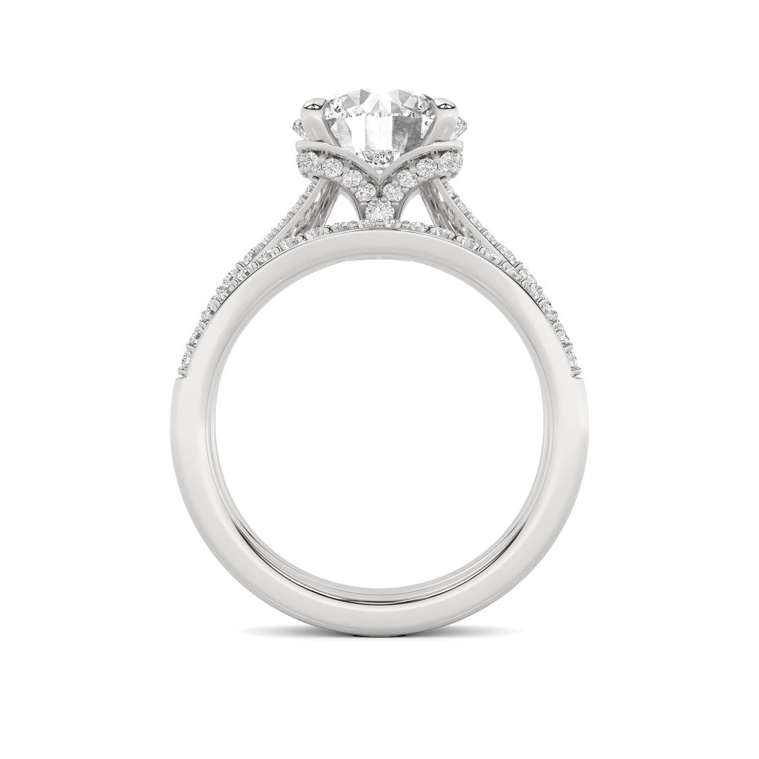 14K White Gold 3.25 ctw  Lab-Grown Diamond Round Engagement Ring