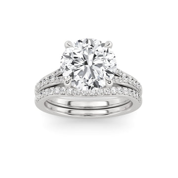 14K White Gold 3.25 ctw  Lab-Grown Diamond Round Engagement Ring