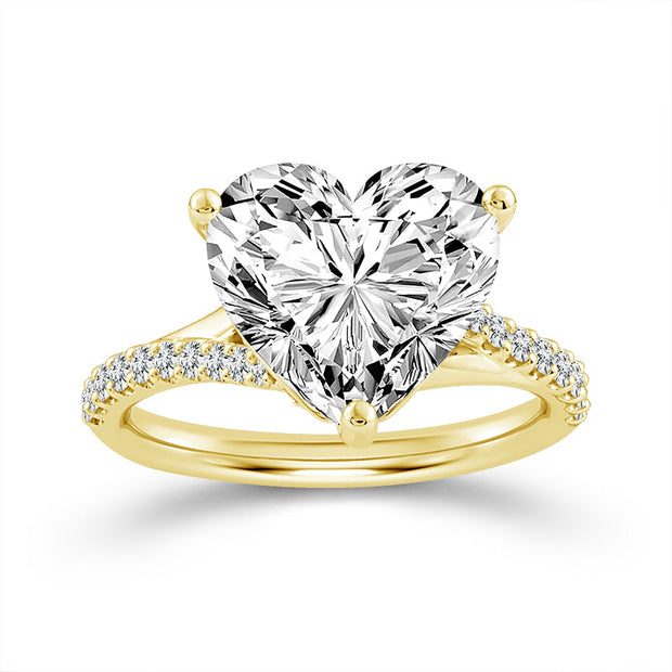 14K Yellow Gold 4.65 Ctw Lab-Grown Diamond Heart Bridal Set