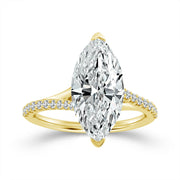 14K Yellow Gold 3.56 Ctw Lab-Grown Diamond Marquise Bridal Set