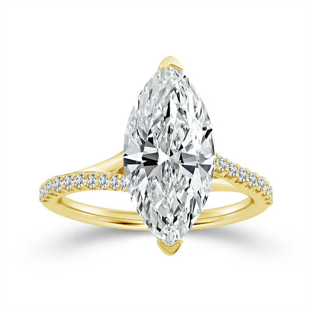 14K Yellow Gold 3.56 Ctw Lab-Grown Diamond Marquise Bridal Set