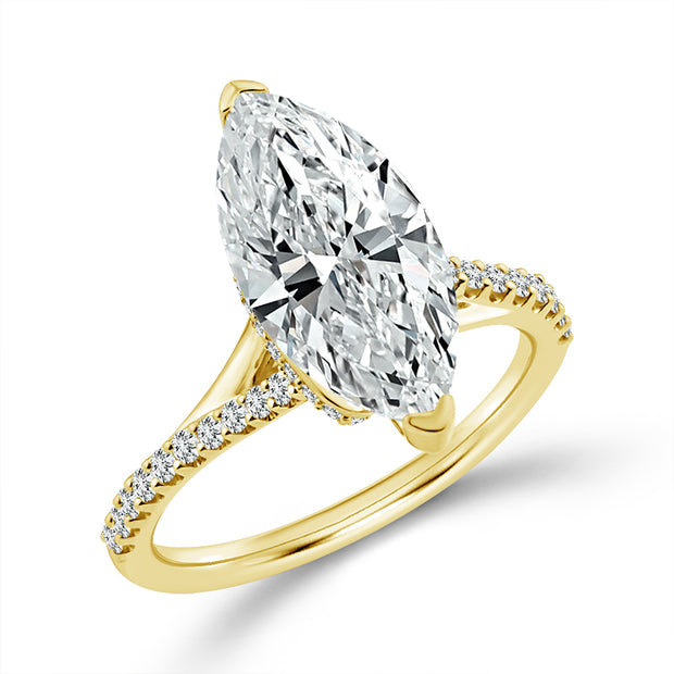 14K Yellow Gold 3.56 Ctw Lab-Grown Diamond Marquise Bridal Set