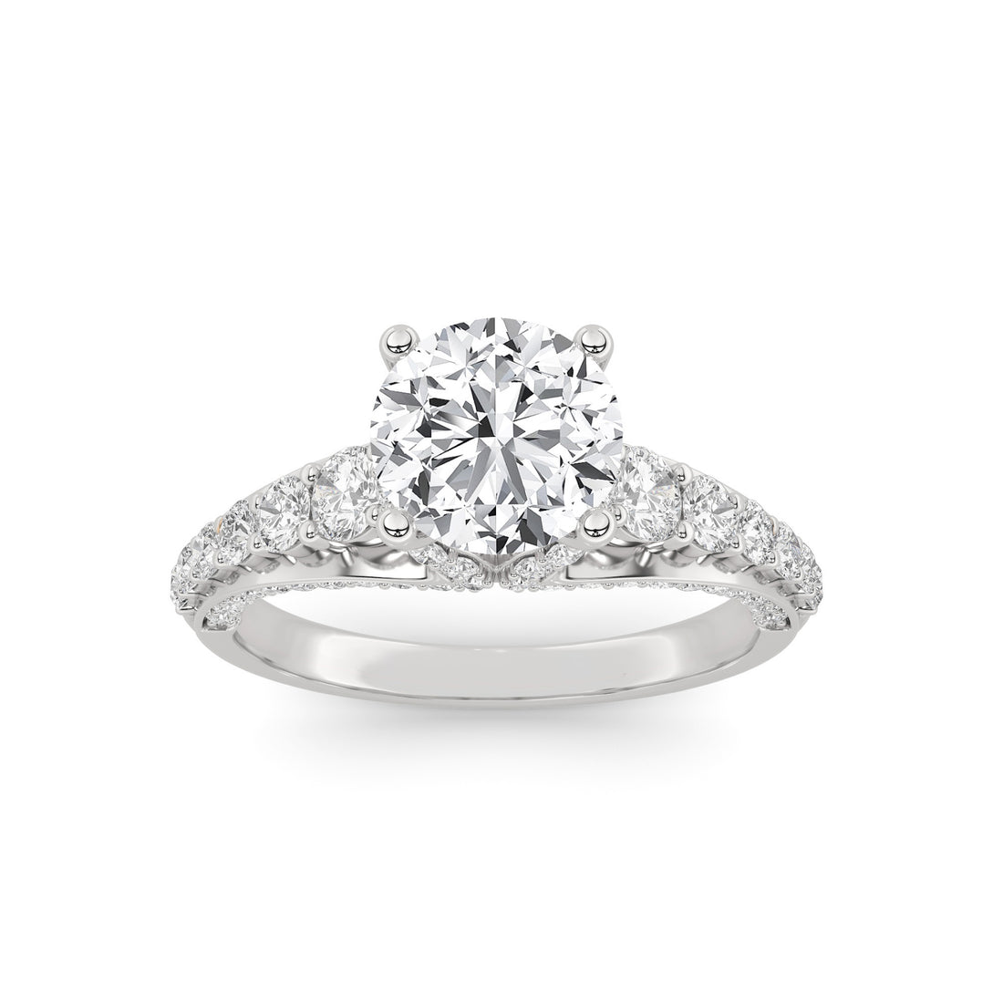 14K White Gold 2.47 ctw Lab-Grown Diamond Round Engagement Ring