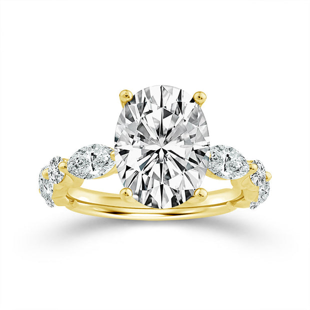 14K Yellow Gold 4.26  Ctw Lab-Grown Diamond Oval Engagement Ring