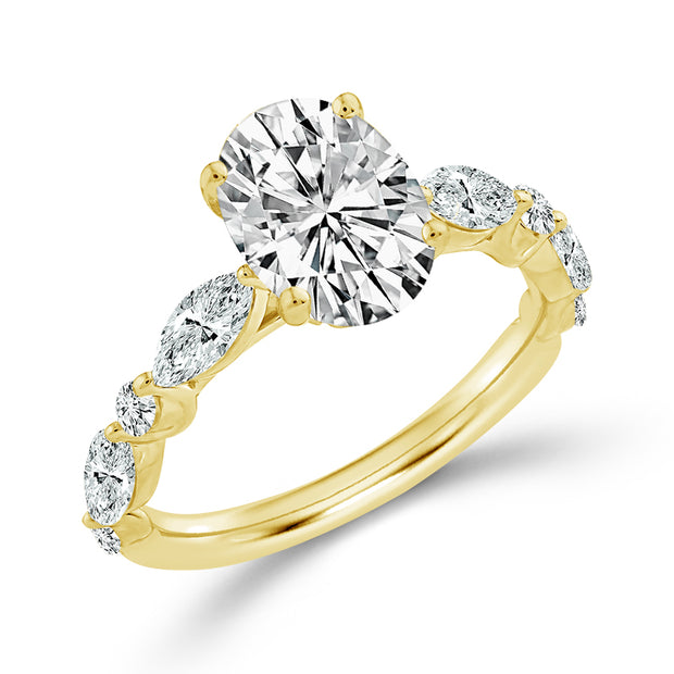 14K Yellow Gold 4.26  Ctw Lab-Grown Diamond Oval Engagement Ring