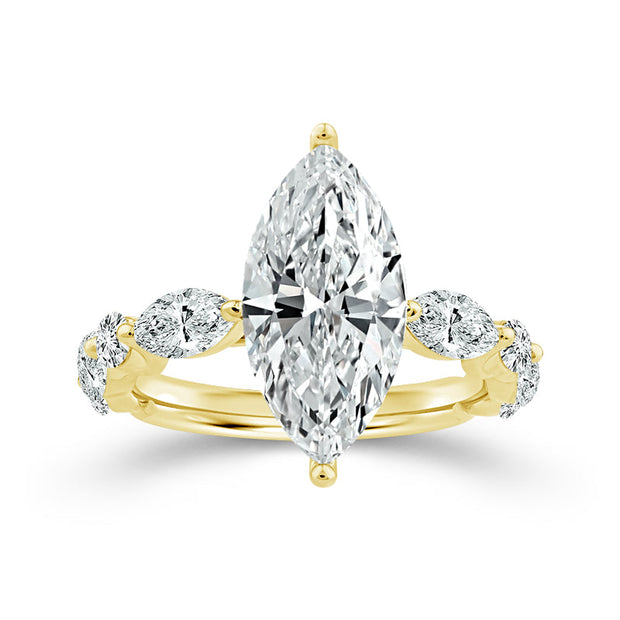 14K Yellow Gold 4.31  Ctw Lab-Grown Diamond Marquise Engagement Ring
