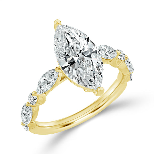 14K Yellow Gold 4.31  Ctw Lab-Grown Diamond Marquise Engagement Ring