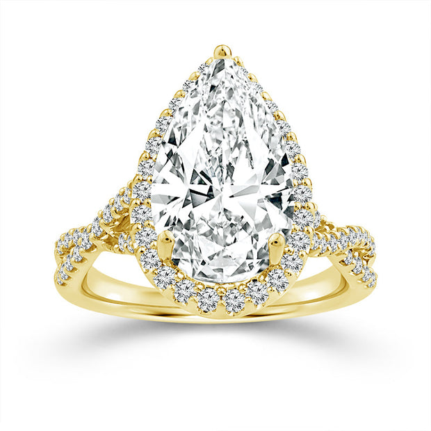 14K Yellow Gold 4.70 Ctw Lab-Grown Diamond Pear Engagement Ring
