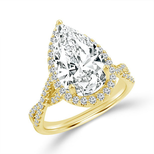 14K Yellow Gold 4.70 Ctw Lab-Grown Diamond Pear Engagement Ring