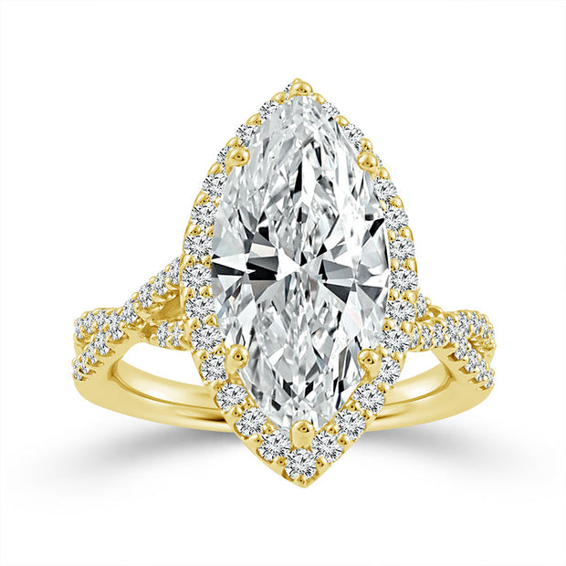 14K Yellow Gold 4.65 Ctw Lab-Grown Diamond Marquise Engagement Ring