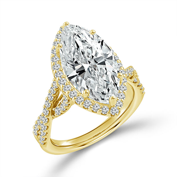 14K Yellow Gold 4.65 Ctw Lab-Grown Diamond Marquise Engagement Ring