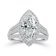 14K White Gold 3.76 Ctw Lab-Grown Diamond Marquise Engagement Ring