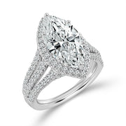 14K White Gold 3.76 Ctw Lab-Grown Diamond Marquise Engagement Ring