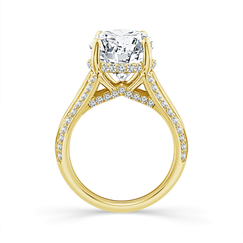 14K Yellow Gold 6.56 ctw Lab-Grown Diamond Round Engagement Ring