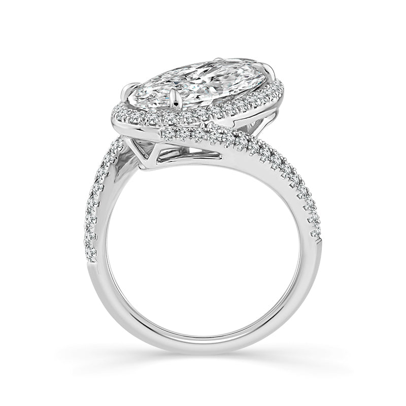 14K White Gold Lab-Grown 4 3/4 ctw Diamond Engagement Ring With Igi Certified 4 ct Oval Center