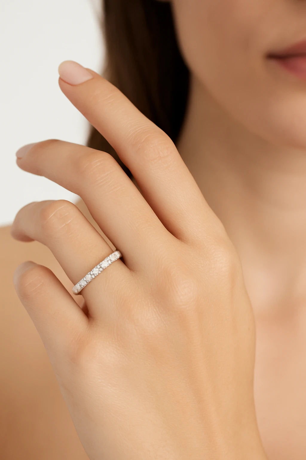 14K White Gold Lab-Grown 1  ctw Round Diamond Band Ring