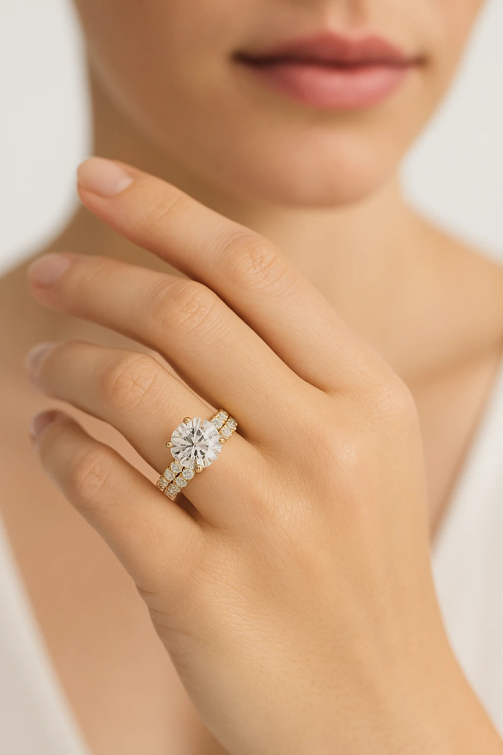 14K Yellow Gold 5 ctw Lab-Grown Round Diamond Bridal Set