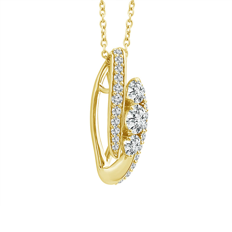 10K Yellow Gold Lab-Grown 1 ctw Diamond Fashion Pendant With Cable Chain
