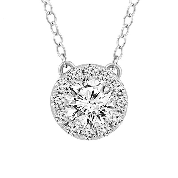14K White Gold 0.875 Ctw Round Lab-Grown Diamond Necklace