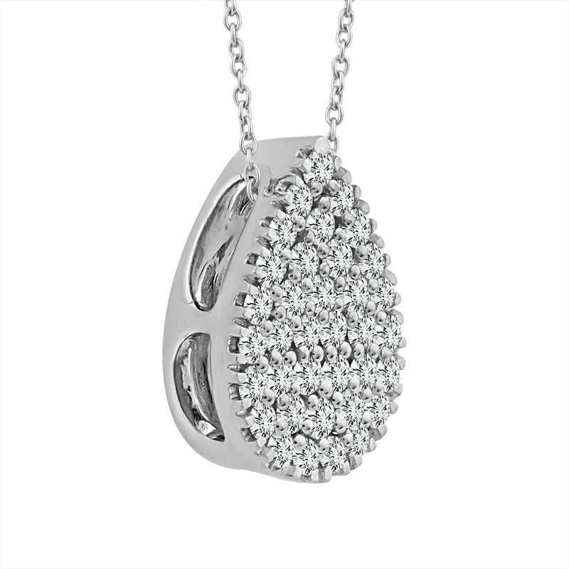 Silver Lab-Grown 1/5 ctw Diamond Fashion Pear Pendant With Cable Chain