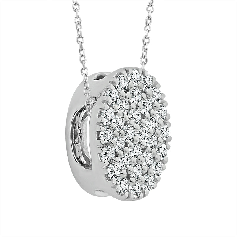 Silver Lab-Grown 1/6 ctw Diamond Fashion Oval Pendant With Cable Chain