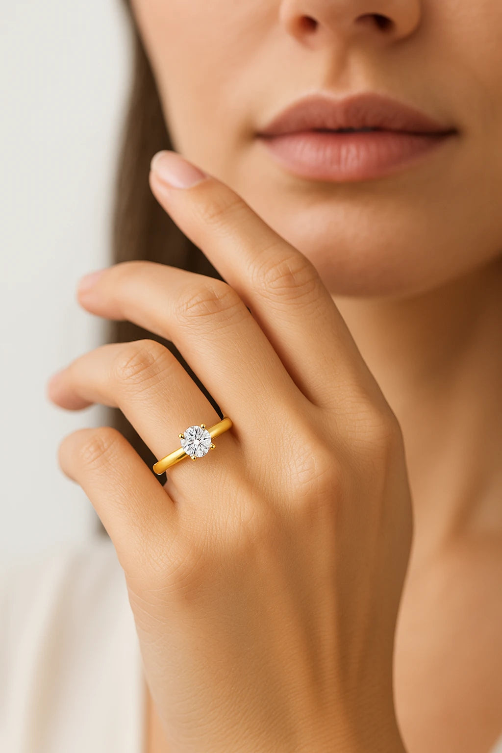 14K Yellow Gold 1.50 ctw Lab-Grown Diamond Round Solitaire Ring
