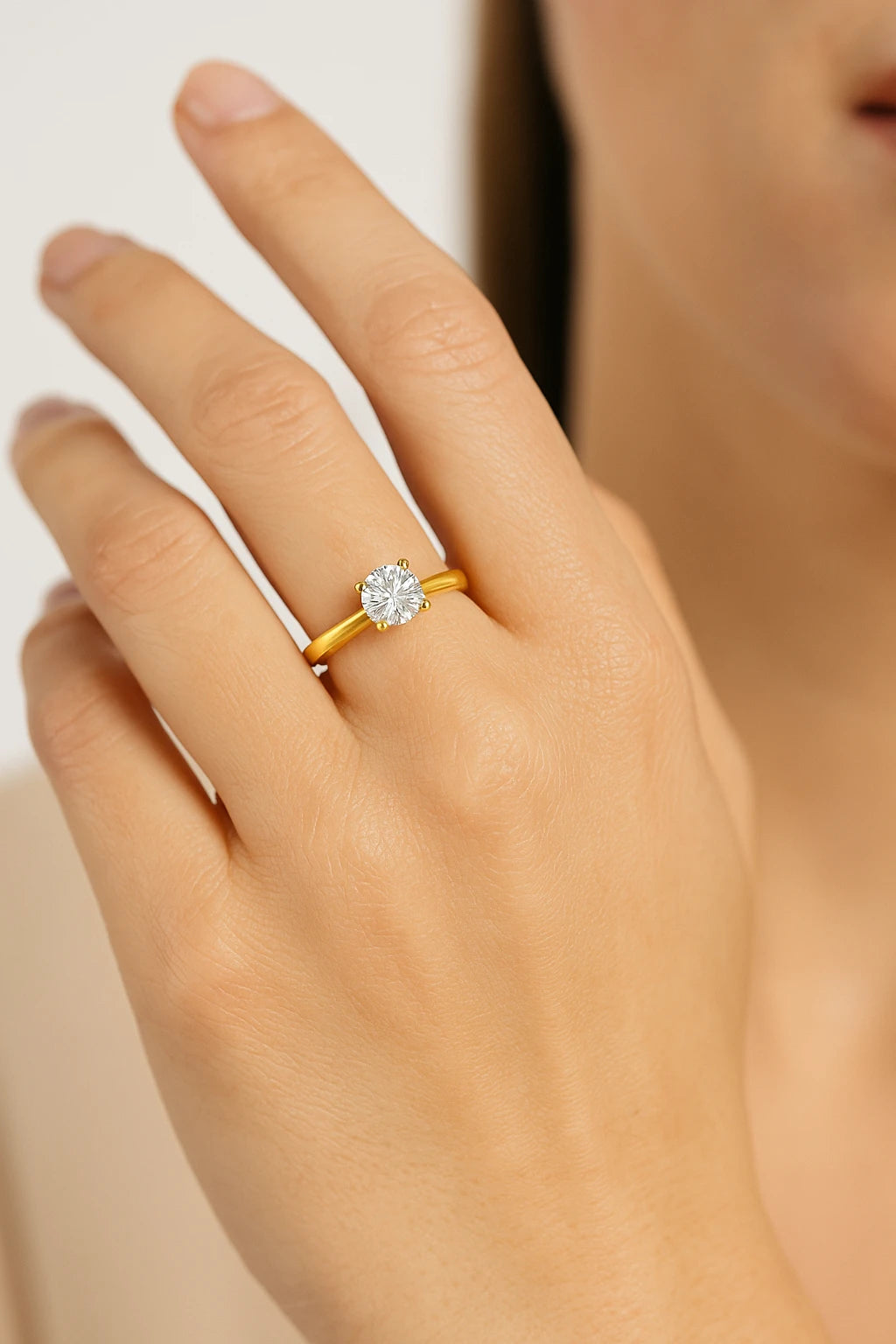 14K Yellow Gold 2.08 ctw Lab-Grown Diamond Round Solitaire Ring