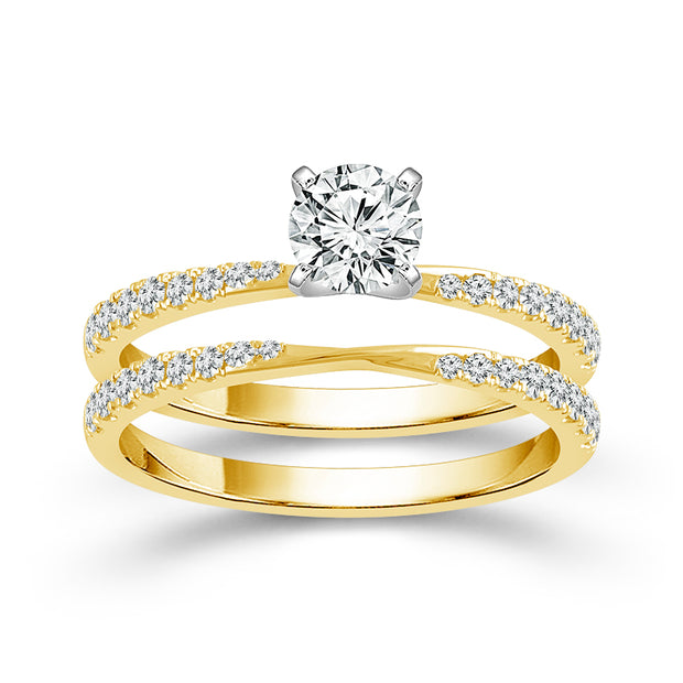 14K Yellow 0.33 Ctw Natural Round Lab-Grown Diamond Bridal Set