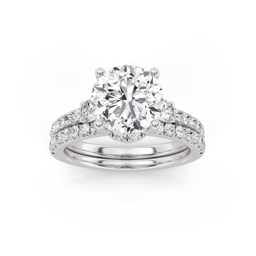 14K White Gold 2.99 ctw  Lab-Grown Diamond Round Engagement Ring