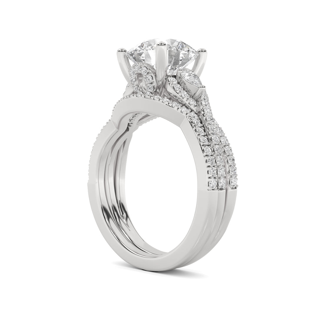 14K White Gold 3.50 ctw Lab-Grown Diamond Round Engagement Ring