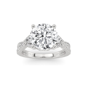 14K White Gold 3.50 ctw Lab-Grown Diamond Round Engagement Ring