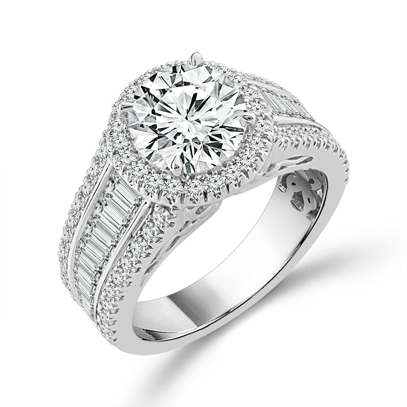 14K White Gold 3.75 ctw Lab-Grown Round Diamond Bridal Set