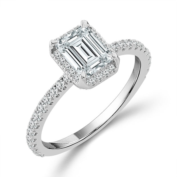 14k White Gold Lab-Grown Emerald 1.5 ctw Diamond Bridal Ring