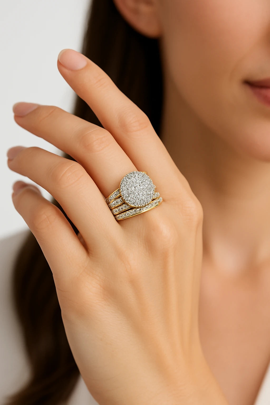 10K Yellow Gold 3.00 ctw Lab-Grown Diamond Round Bridal Set