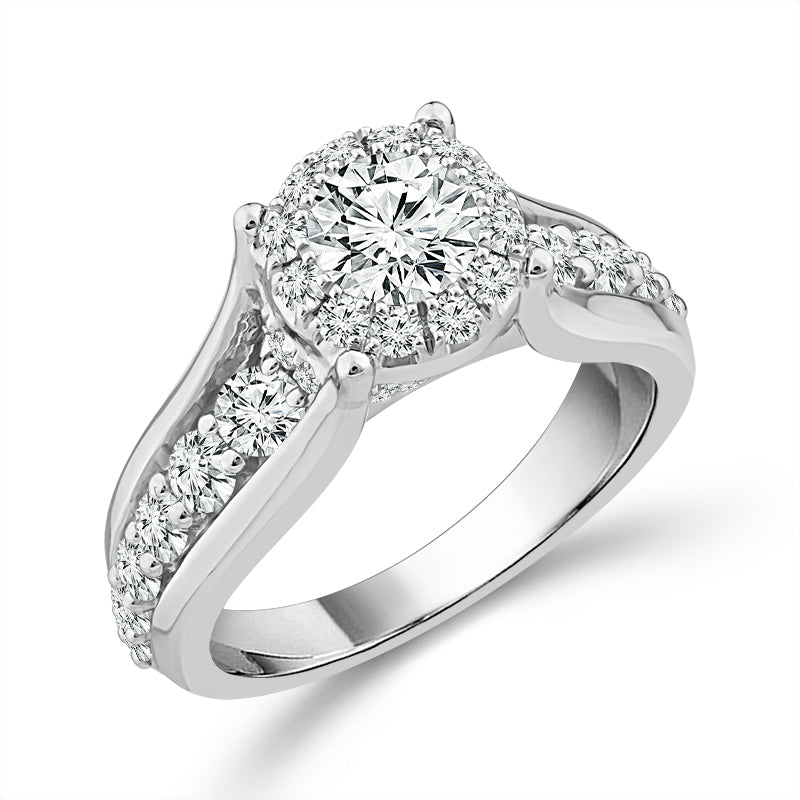 14K White Gold Round Lab-Grown 2 ctw Diamond Bridal Set